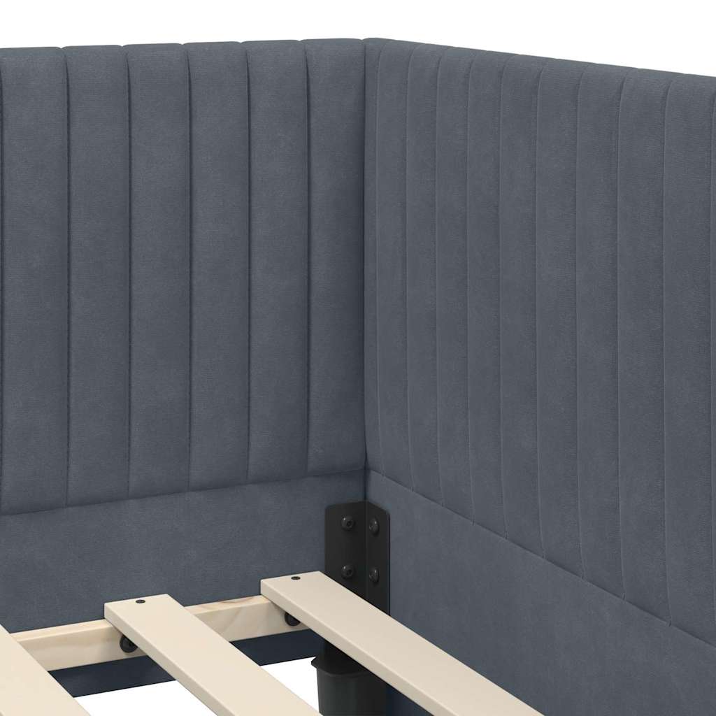 Hjørnesengramme med hovedgærde Mørkegrå 90 cm x 200 cm Fløjl