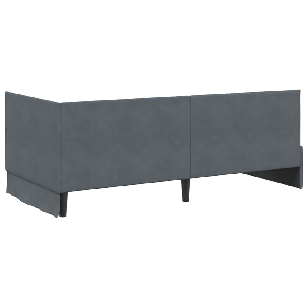 Hjørnesengramme med hovedgærde Mørkegrå 90 cm x 200 cm Fløjl