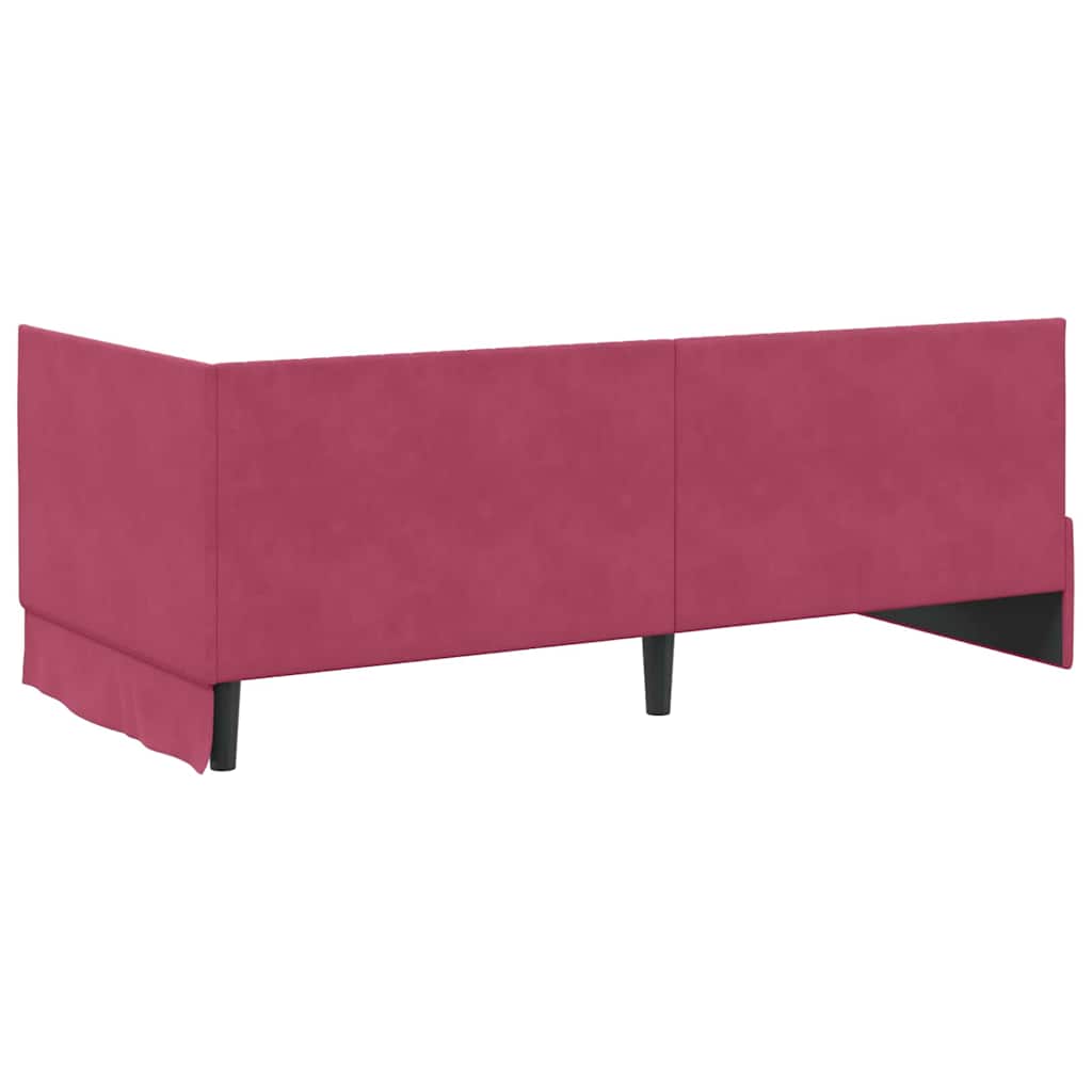 Hjørnesengramme med hovedgærde Vinrød 90 cm x 200 cm Fløjl