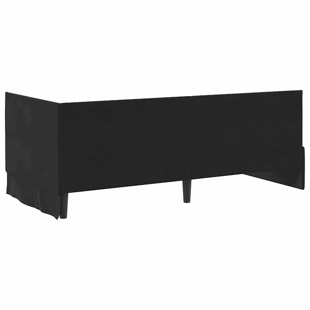 Hjørnesengramme med hovedgærde Sort 90 cm x 200 cm Fløjl