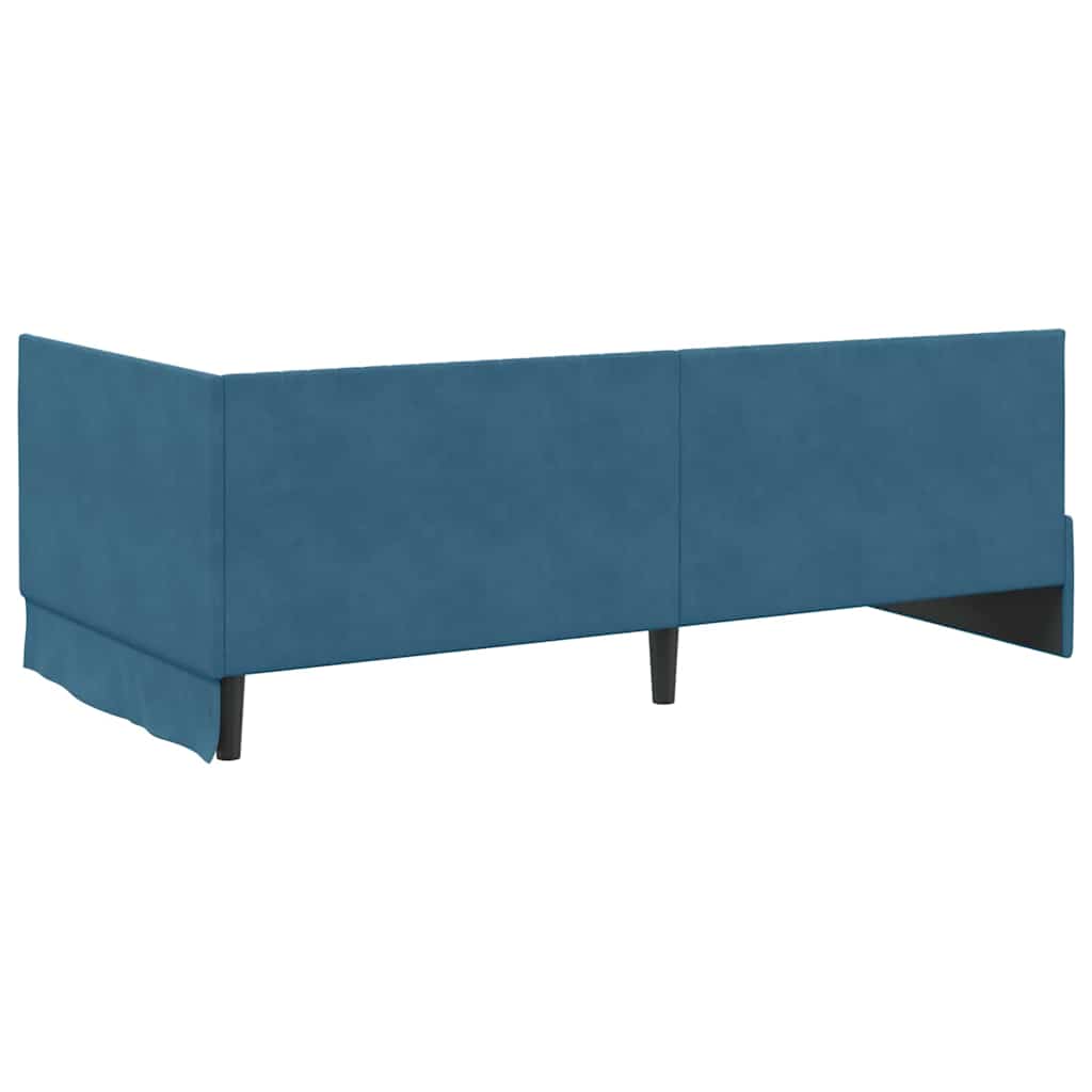 Hjørnesengramme med hovedgærde Blå 100 cm x 200 cm Fløjl