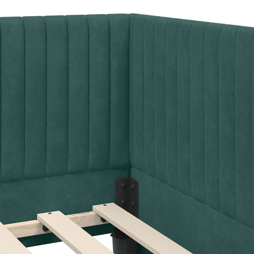 Hjørnesengramme med hovedgærde Mørkegrøn 100 cm x 200 cm Fløjl