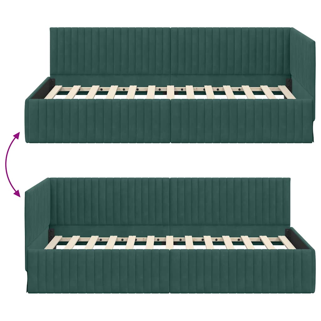 Hjørnesengramme med hovedgærde Mørkegrøn 100 cm x 200 cm Fløjl