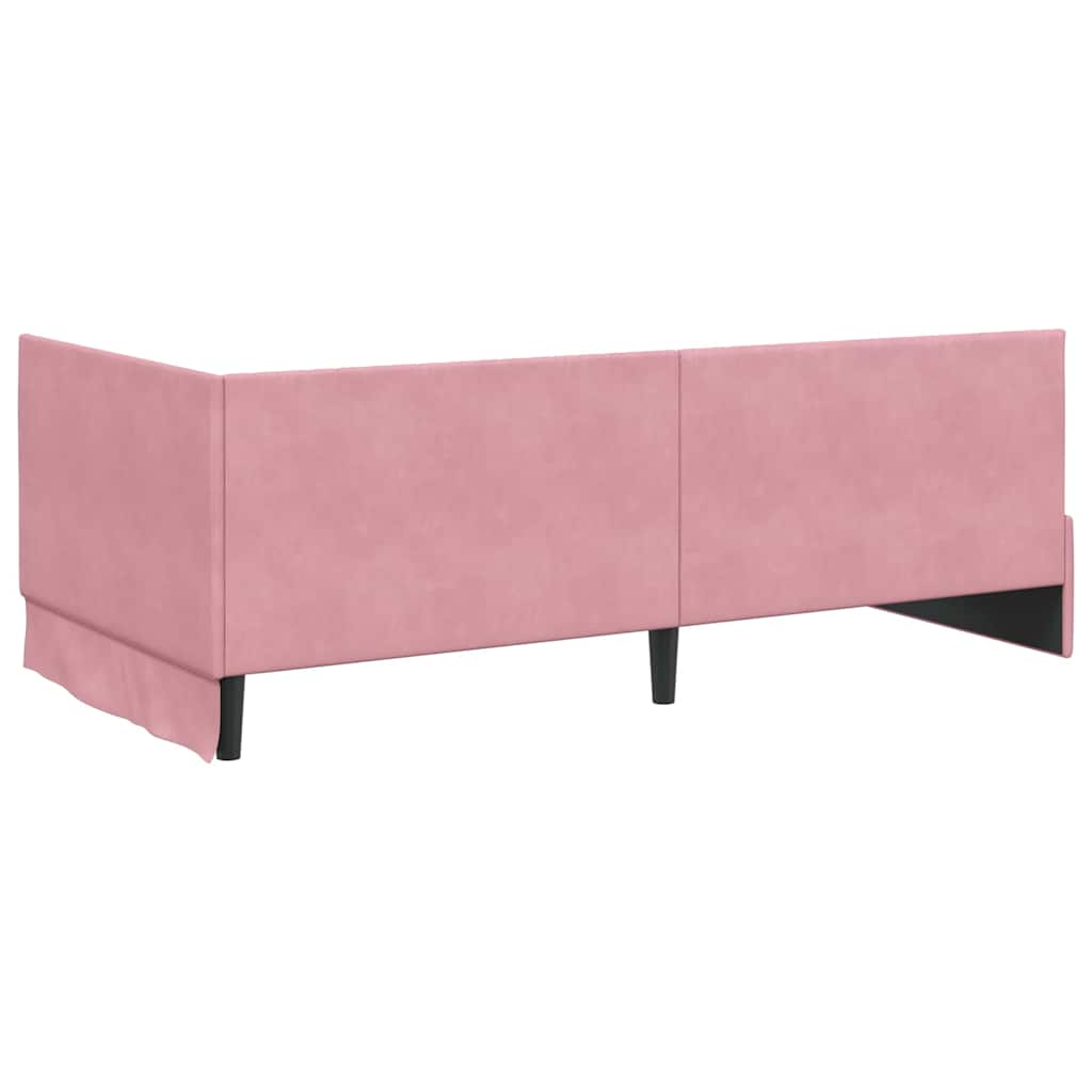 Hjørnesengramme med hovedgærde Lyserød 100 cm x 200 cm Fløjl