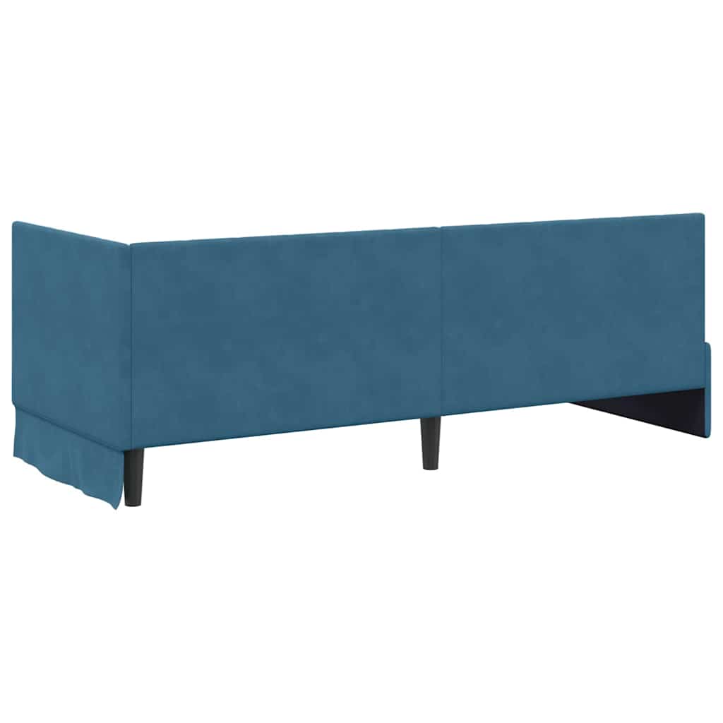 Hjørnesengramme med hovedgærde Blå 80 cm x 200 cm Fløjl