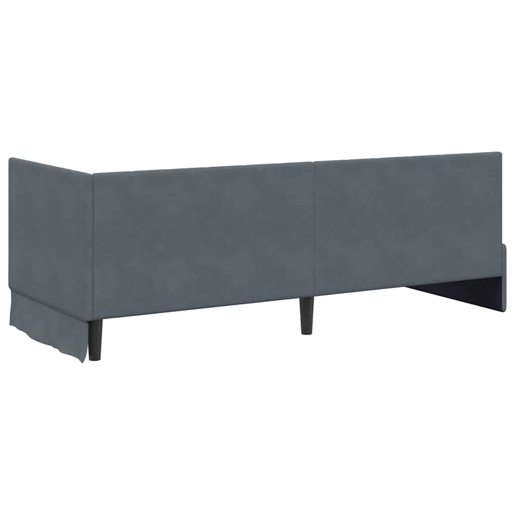 Hjørnesengramme med hovedgærde Mørkegrå 80 cm x 200 cm Fløjl