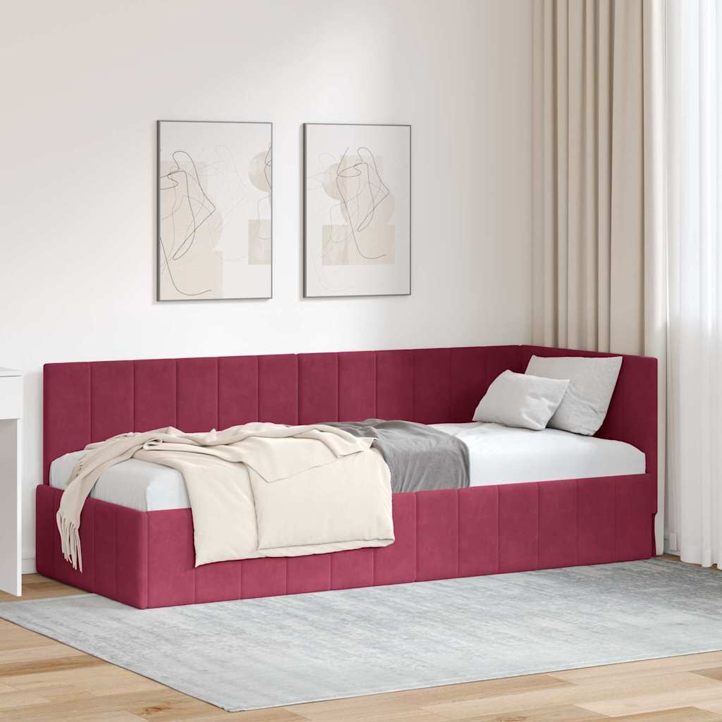Hjørnesengramme med hovedgærde Vinrød 80 cm x 200 cm Fløjl