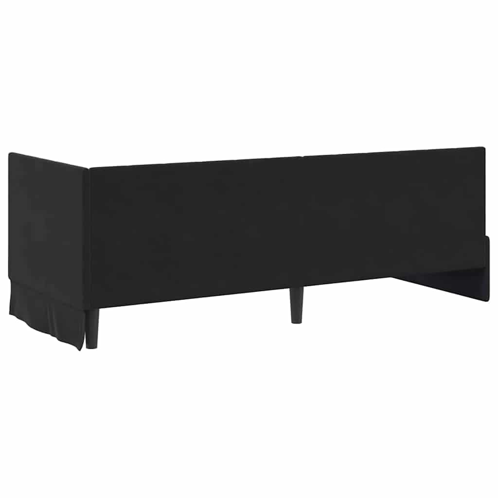 Hjørnesengramme med hovedgærde Sort 80 cm x 200 cm Fløjl