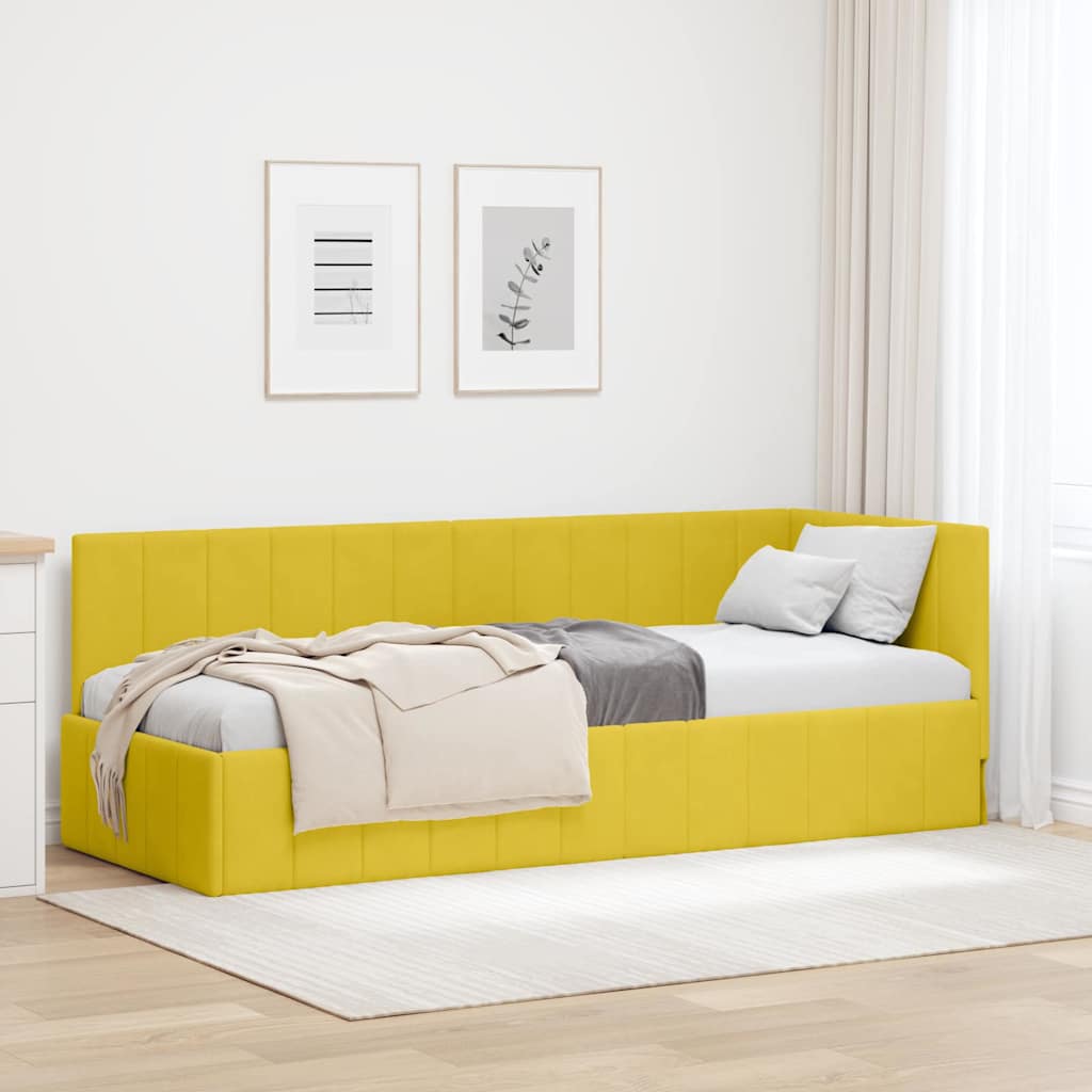 Hjørnesengramme med hovedgærde Gul 80 cm x 200 cm Fløjl