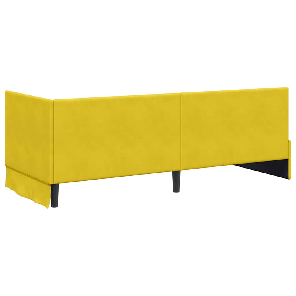 Hjørnesengramme med hovedgærde Gul 80 cm x 200 cm Fløjl