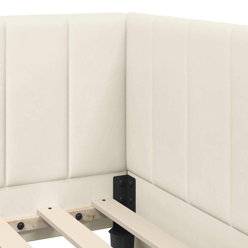 Hjørnesengramme med hovedgærde Creme 80 cm x 200 cm Fløjl