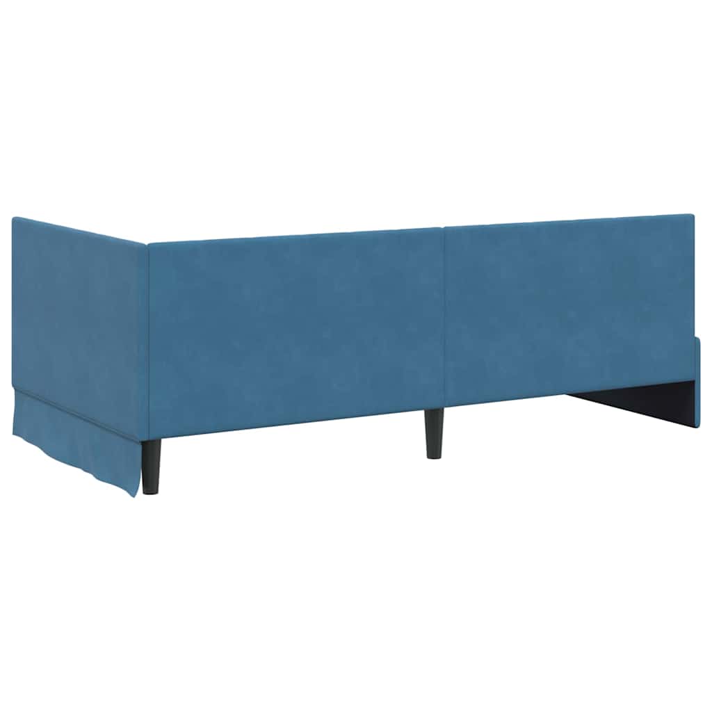 Hjørnesengramme med hovedgærde Blå 90 cm x 190 cm Fløjl