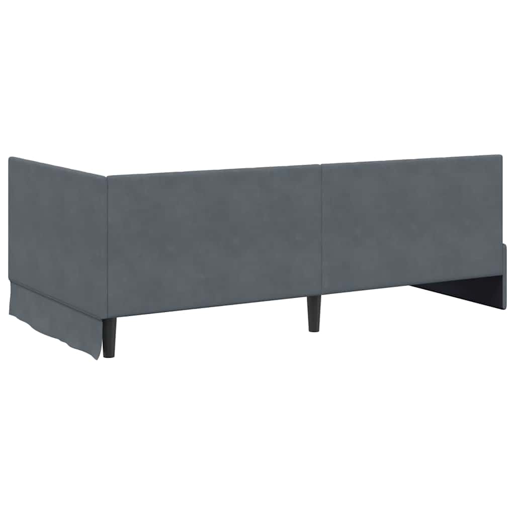 Hjørnesengramme med hovedgærde Mørkegrå 90 cm x 190 cm Fløjl