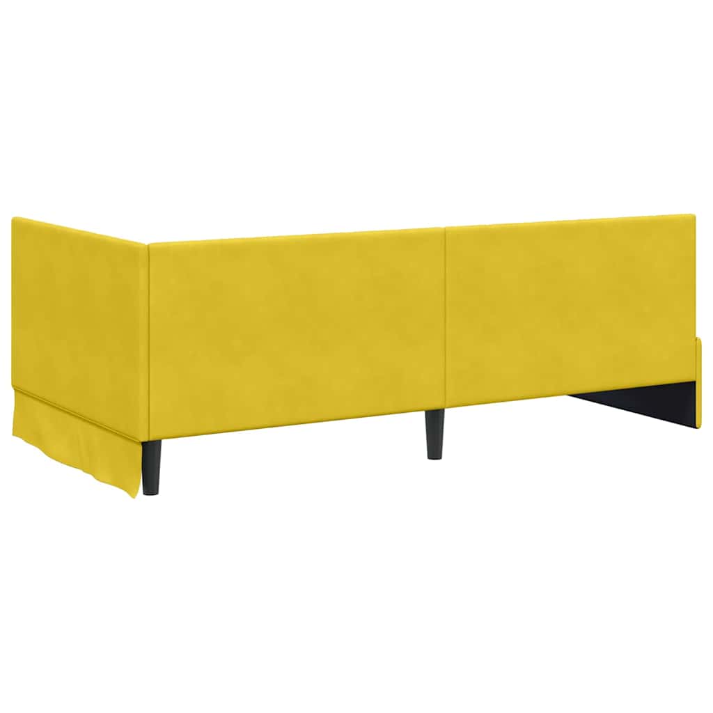 Hjørnesengramme med hovedgærde Gul 90 cm x 190 cm Fløjl