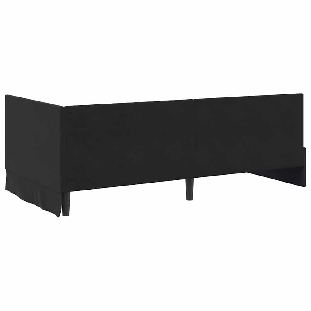 Hjørnesengramme med hovedgærde Sort 90 cm x 200 cm Fløjl