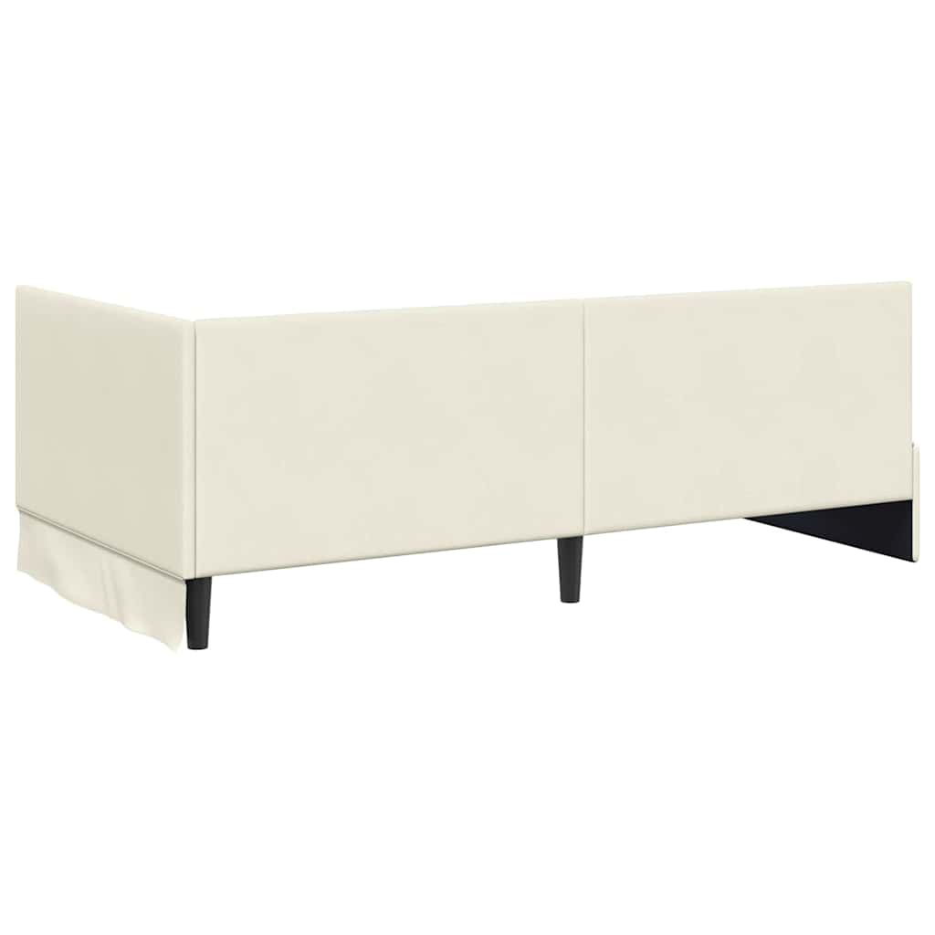 Hjørnesengramme med hovedgærde Creme 100 cm x 200 cm Fløjl
