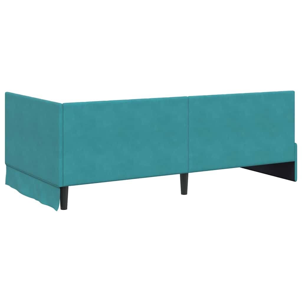 Hjørnesengramme med hovedgærde Turkis 100 cm x 200 cm Fløjl