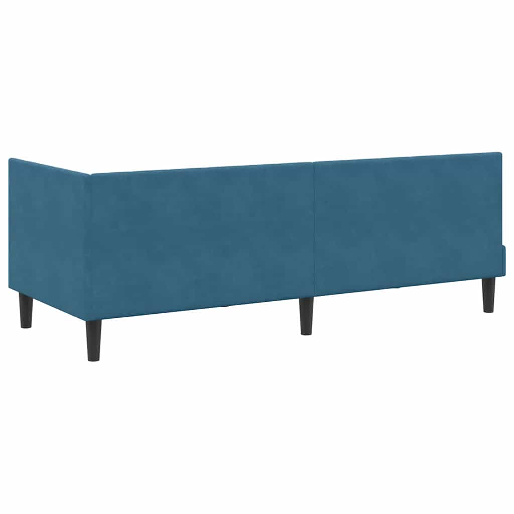 Hjørnesengramme med hovedgærde Blå 80 cm x 200 cm Fløjl