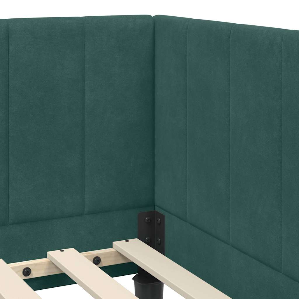 Hjørnesengramme med hovedgærde Mørkegrøn 80 cm x 200 cm Fløjl