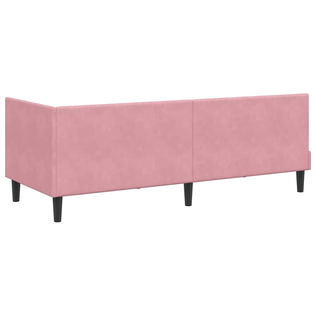 Hjørnesengramme med hovedgærde Lyserød 80 cm x 200 cm Fløjl