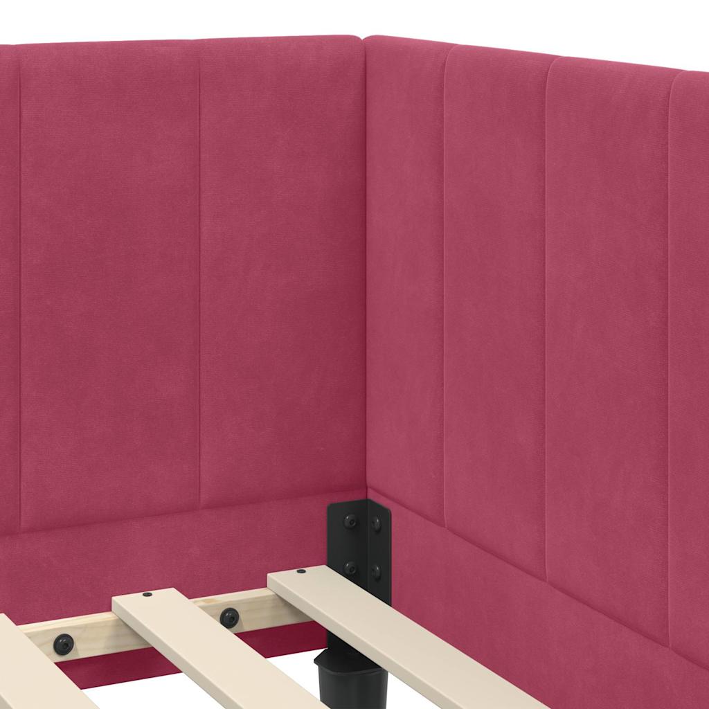Hjørnesengramme med hovedgærde Vinrød 80 cm x 200 cm Fløjl