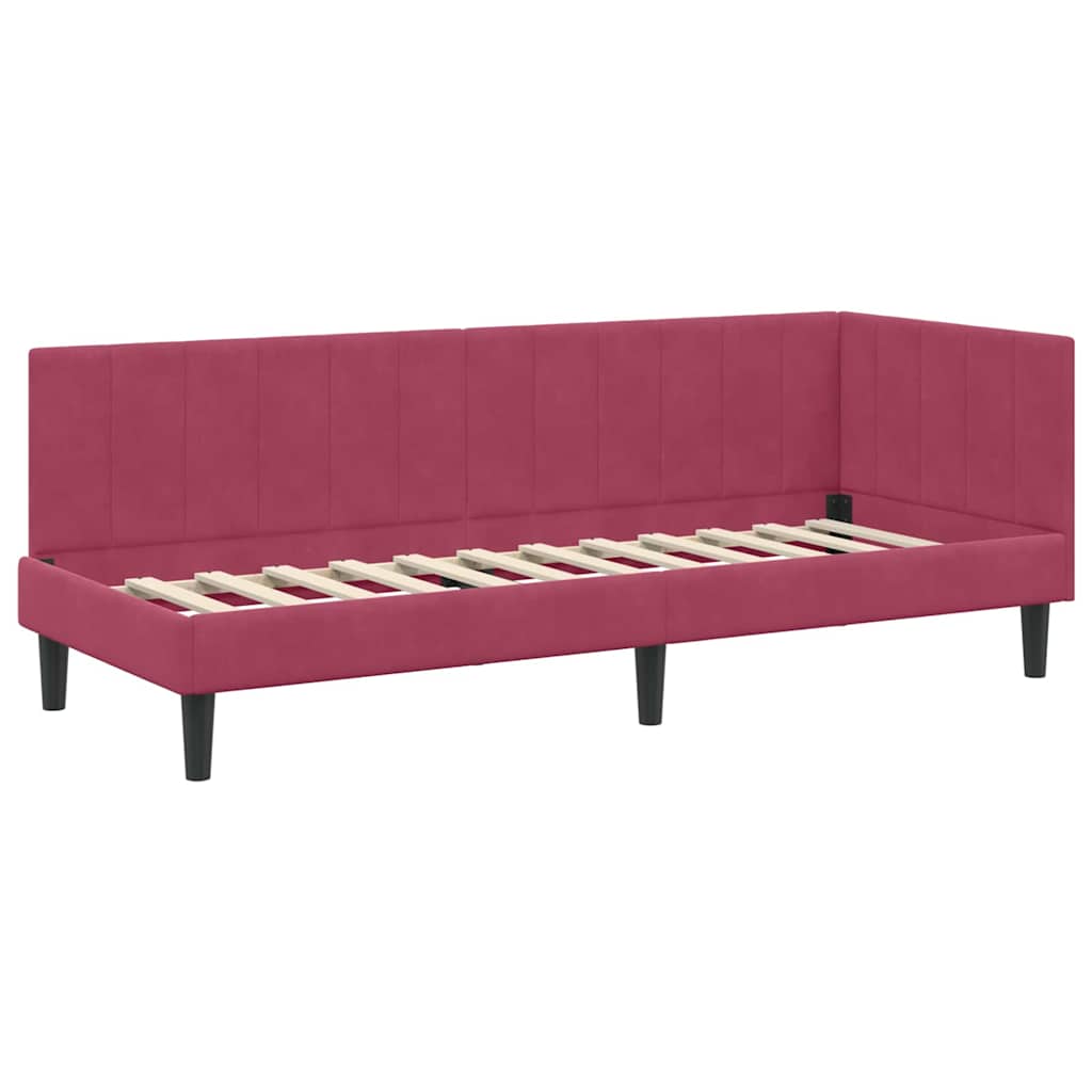 Hjørnesengramme med hovedgærde Vinrød 80 cm x 200 cm Fløjl