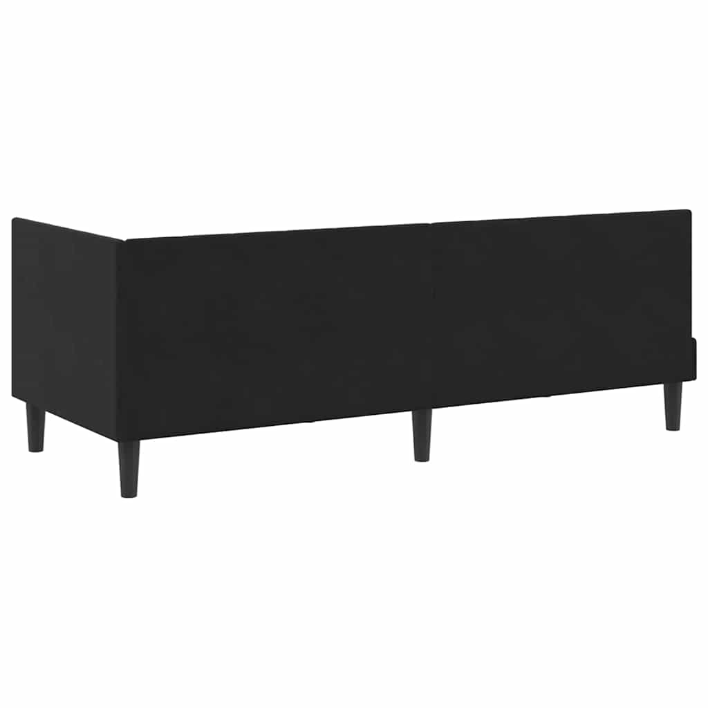 Hjørnesengramme med hovedgærde Sort 80 cm x 200 cm Fløjl