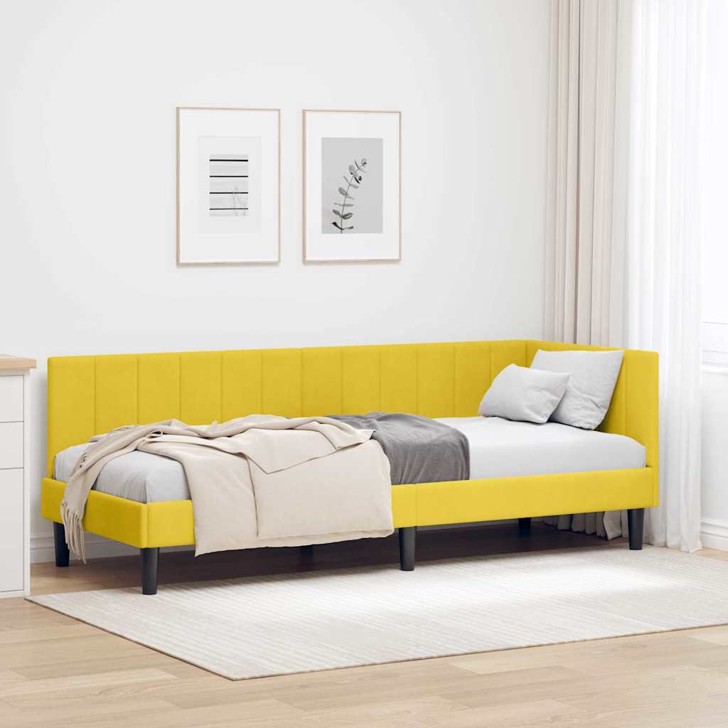 Hjørnesengramme med hovedgærde Gul 80 cm x 200 cm Fløjl