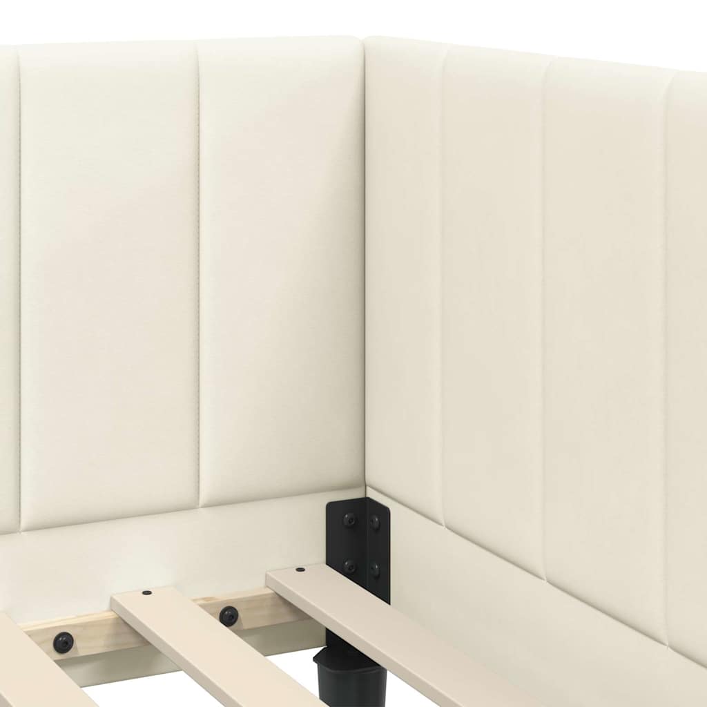 Hjørnesengramme med hovedgærde Creme 80 cm x 200 cm Fløjl
