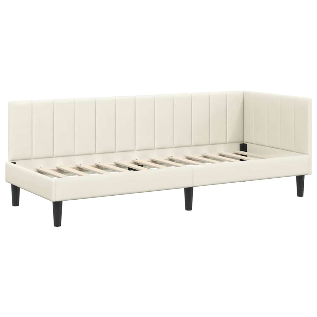 Hjørnesengramme med hovedgærde Creme 80 cm x 200 cm Fløjl