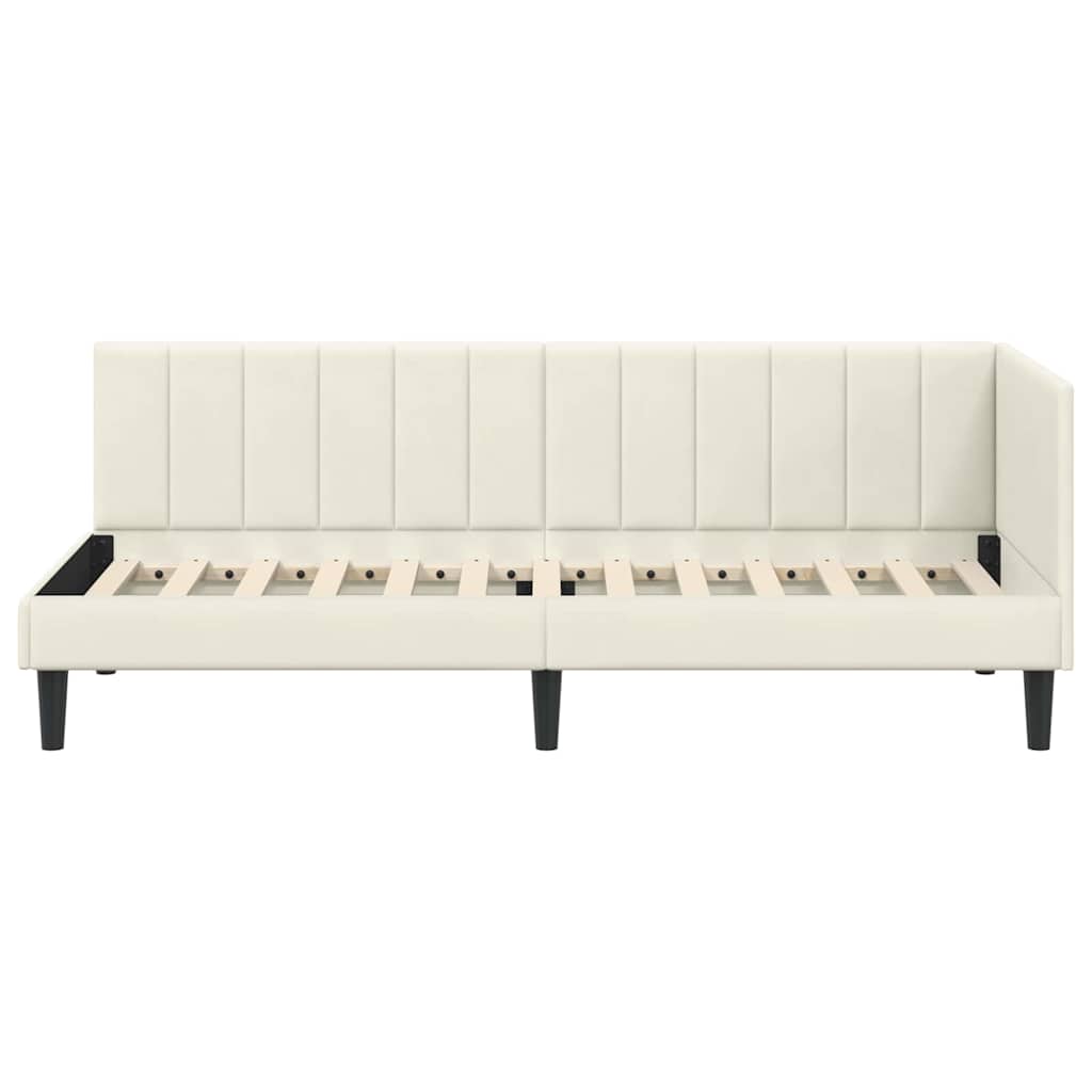 Hjørnesengramme med hovedgærde Creme 80 cm x 200 cm Fløjl