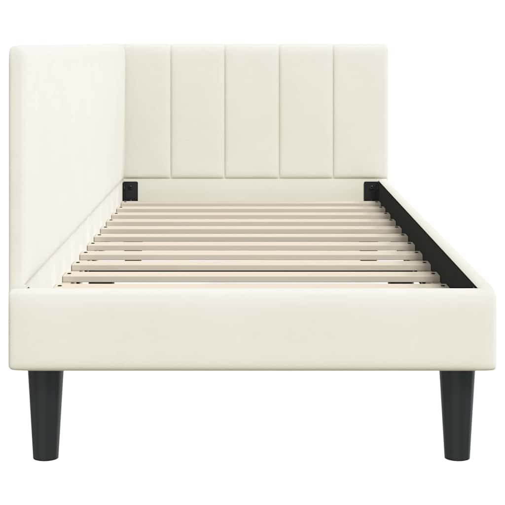 Hjørnesengramme med hovedgærde Creme 80 cm x 200 cm Fløjl
