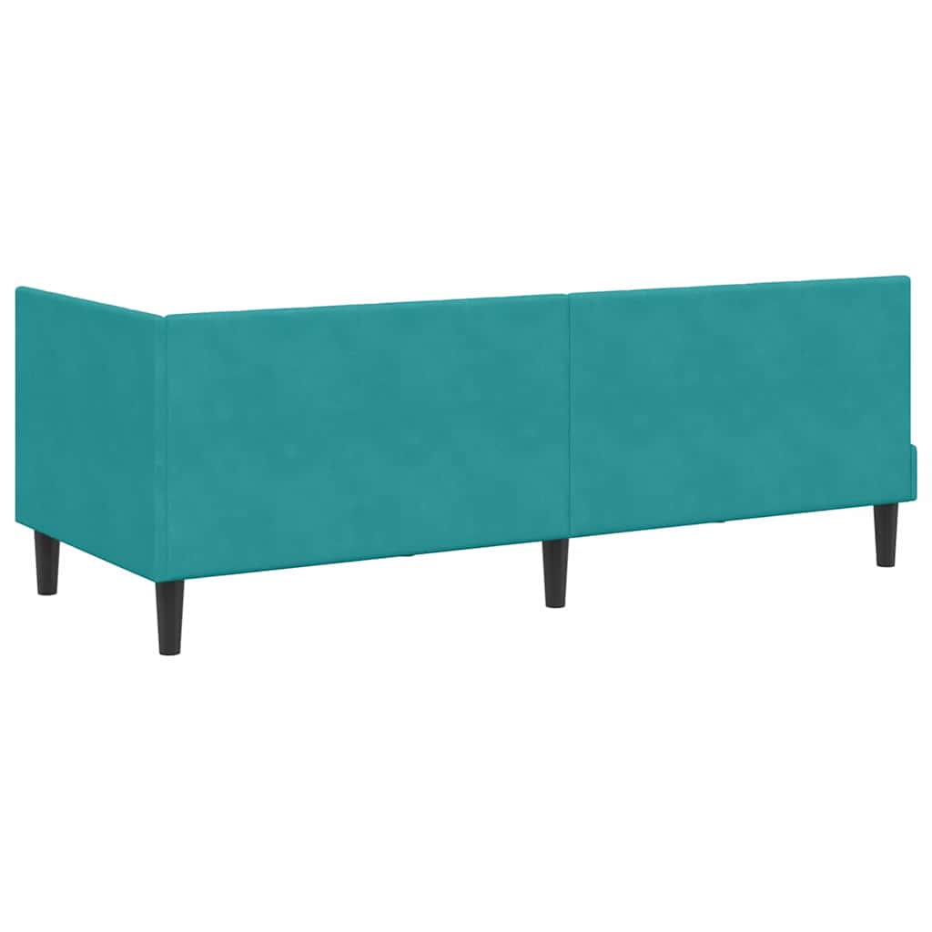 Hjørnesengramme med hovedgærde Turkis 80 cm x 200 cm Fløjl