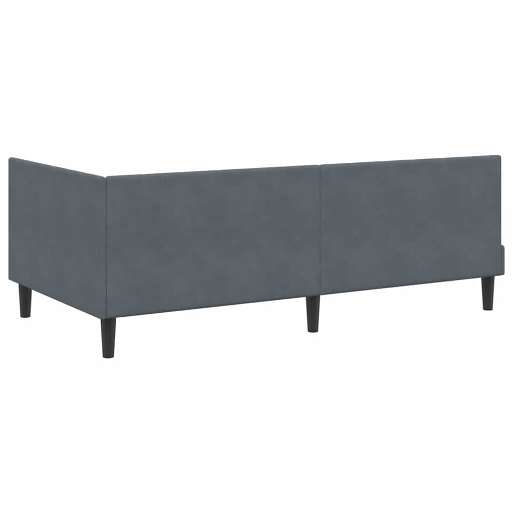 Hjørnesengramme med hovedgærde Mørkegrå 90 cm x 190 cm Fløjl