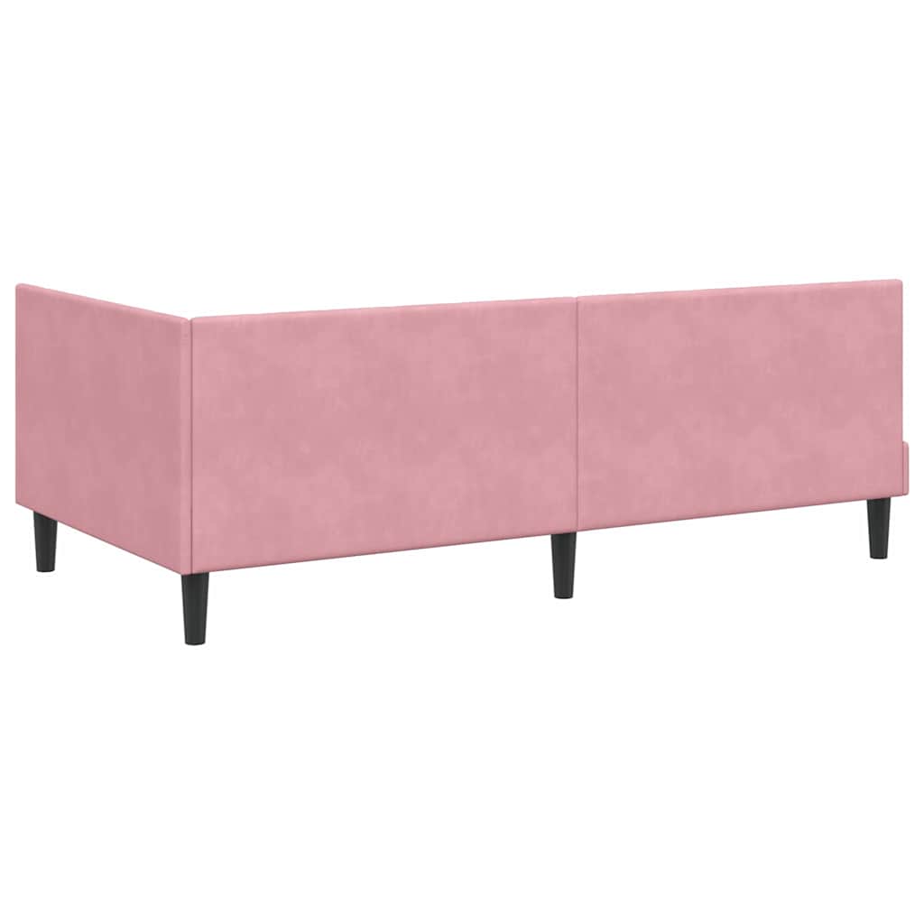 Hjørnesengramme med hovedgærde Lyserød 90 cm x 190 cm Fløjl