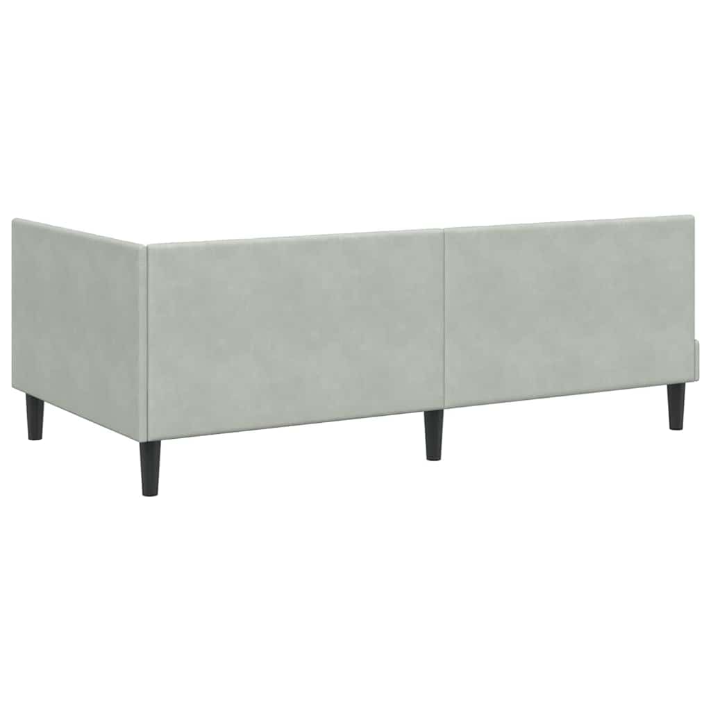 Hjørnesengramme med hovedgærde Lysegrå 90 cm x 200 cm Fløjl