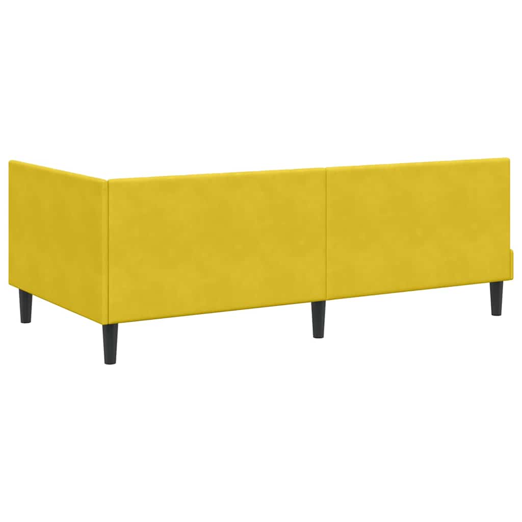 Hjørnesengramme med hovedgærde Gul 90 cm x 200 cm Fløjl