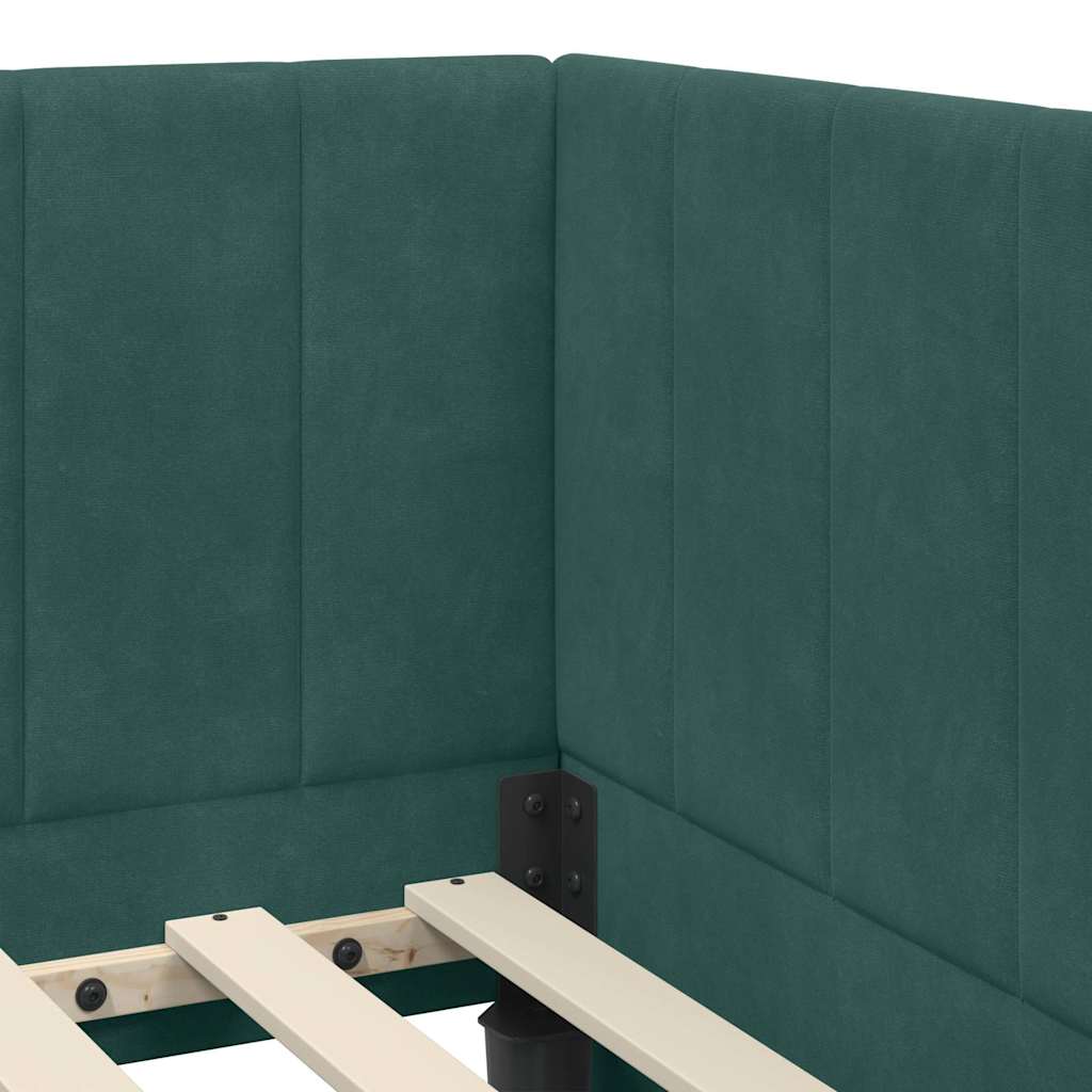 Hjørnesengramme med hovedgærde Mørkegrøn 100 cm x 200 cm Fløjl