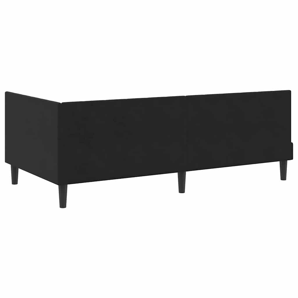 Hjørnesengramme med hovedgærde Sort 100 cm x 200 cm Fløjl