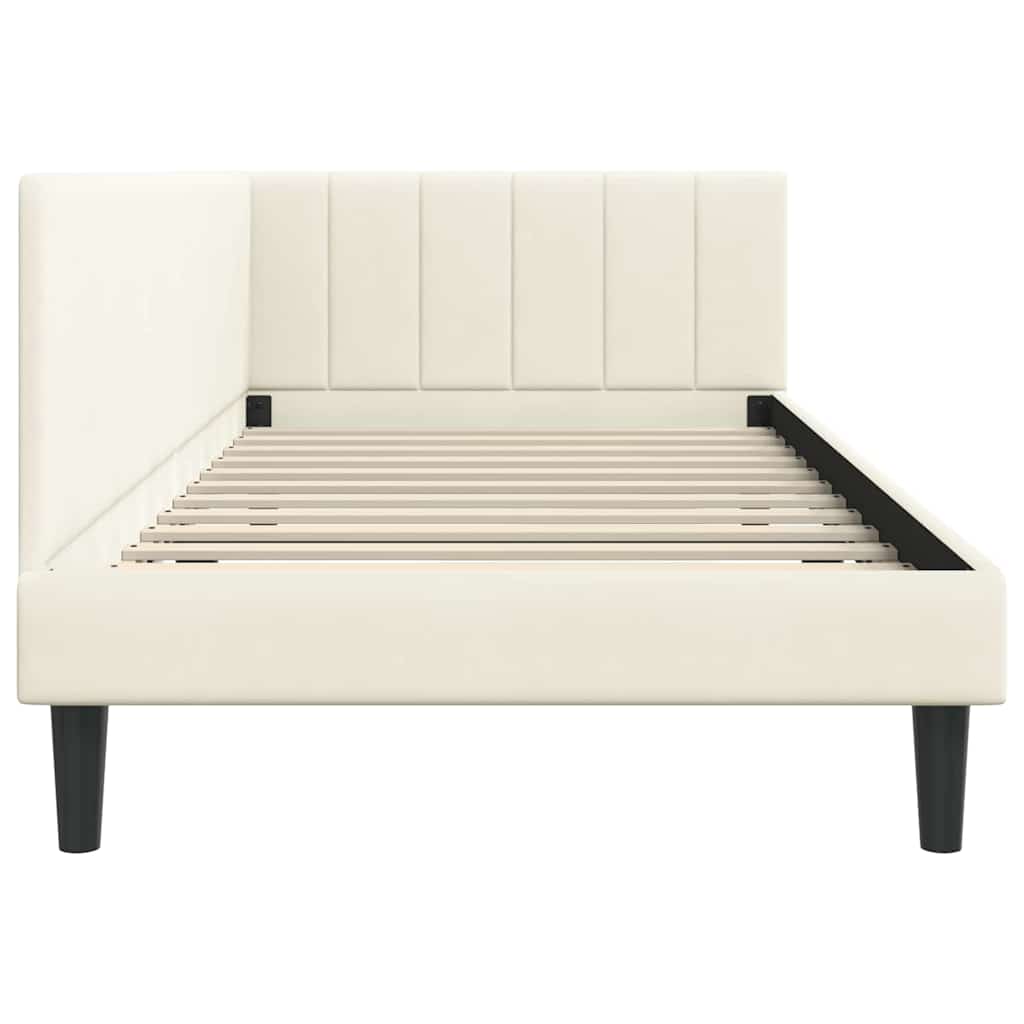 Hjørnesengramme med hovedgærde Creme 100 cm x 200 cm Fløjl