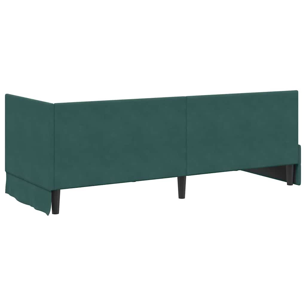 Hjørnesengramme med hovedgærde Mørkegrøn 80 cm x 200 cm Fløjl