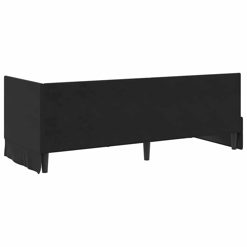 Hjørnesengramme med hovedgærde Sort 80 cm x 200 cm Fløjl