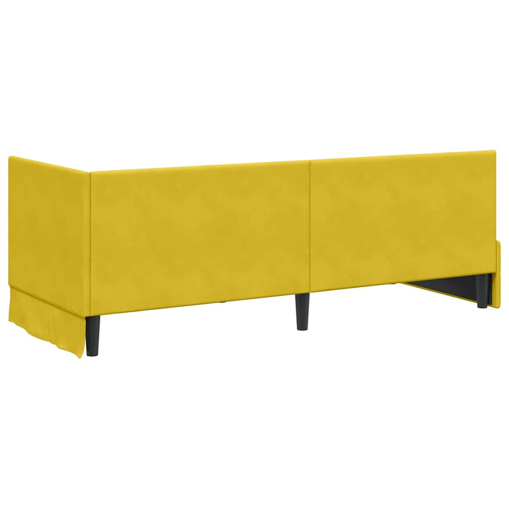 Hjørnesengramme med hovedgærde Gul 80 cm x 200 cm Fløjl