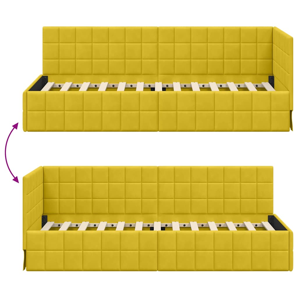 Hjørnesengramme med hovedgærde Gul 80 cm x 200 cm Fløjl