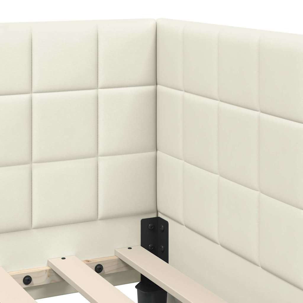 Hjørnesengramme med hovedgærde Creme 80 cm x 200 cm Fløjl