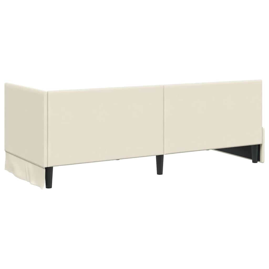 Hjørnesengramme med hovedgærde Creme 80 cm x 200 cm Fløjl