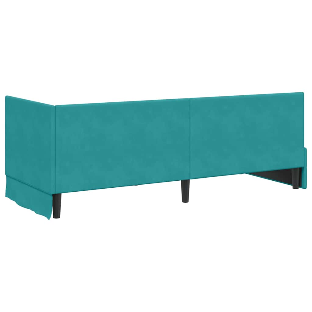 Hjørnesengramme med hovedgærde Turkis 80 cm x 200 cm Fløjl