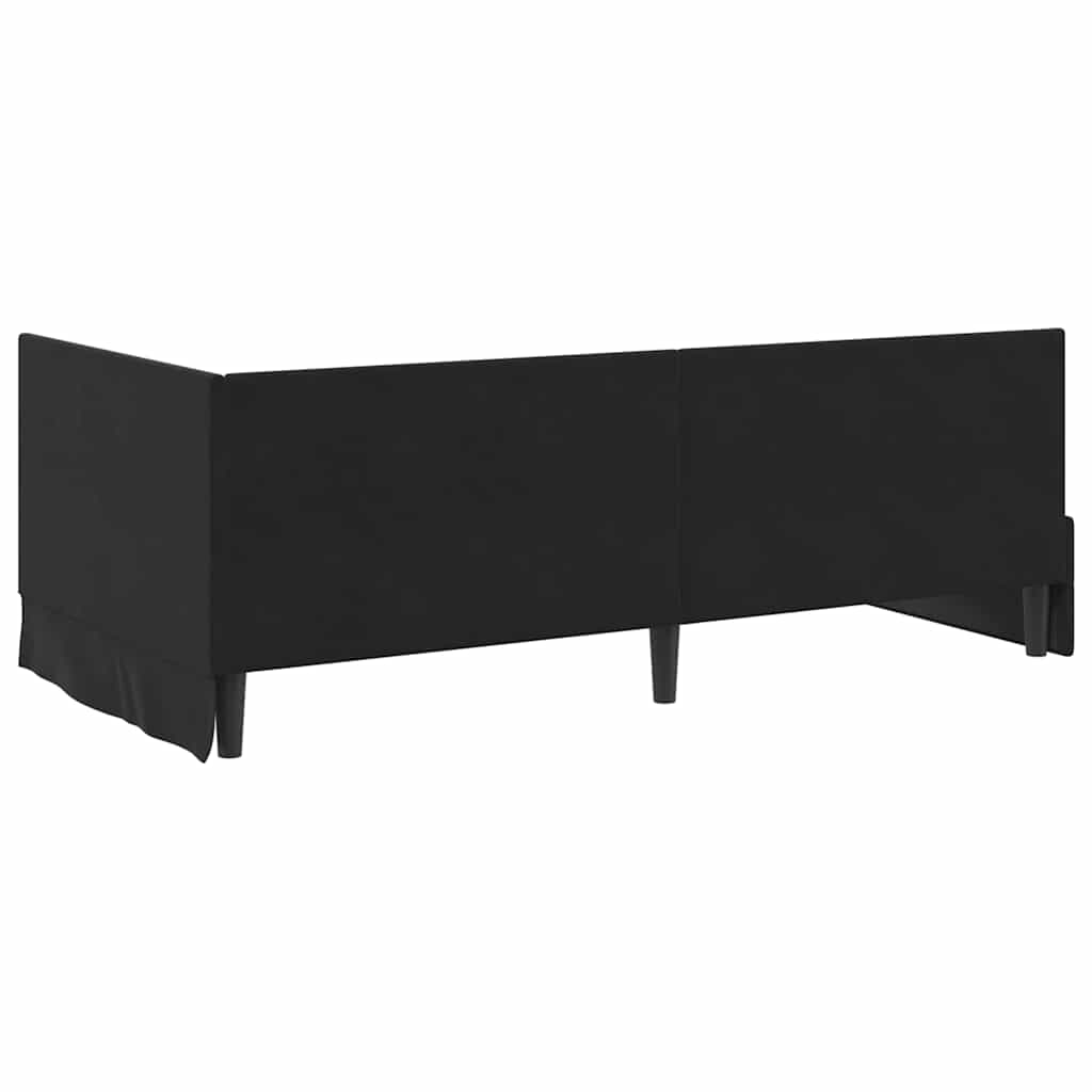 Hjørnesengramme med hovedgærde Sort 90 cm x 190 cm Fløjl