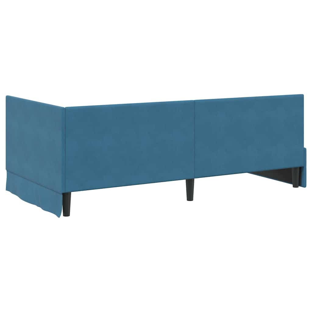 Hjørnesengramme med hovedgærde Blå 90 cm x 200 cm Fløjl