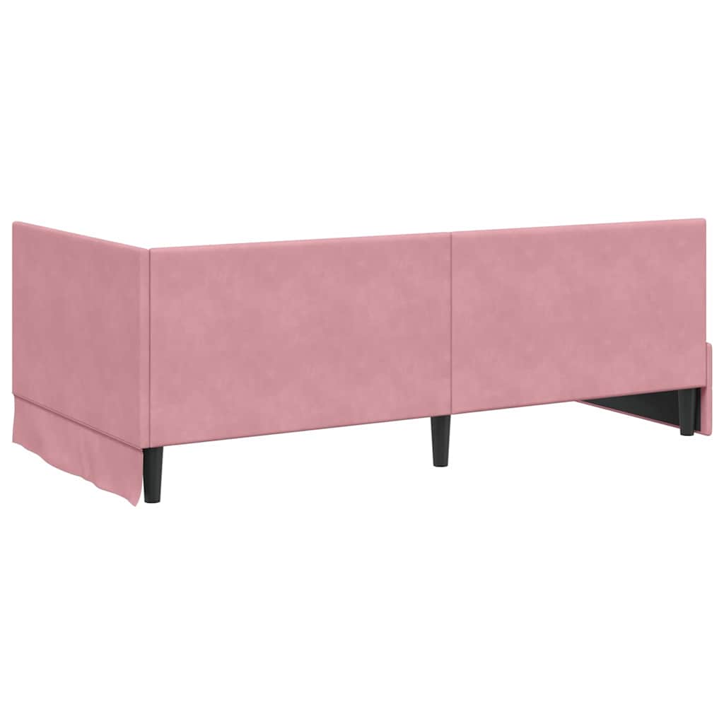 Hjørnesengramme med hovedgærde Lyserød 90 cm x 200 cm Fløjl
